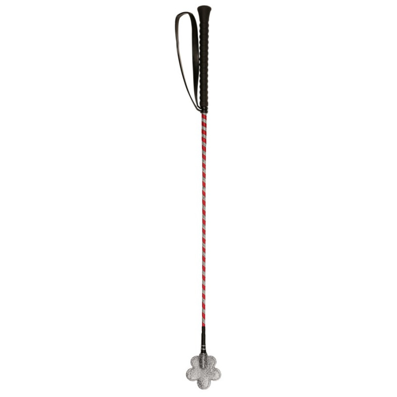 CRAVACHE 65CM FLEUR ROSE ET ARGENT COVALLIERO